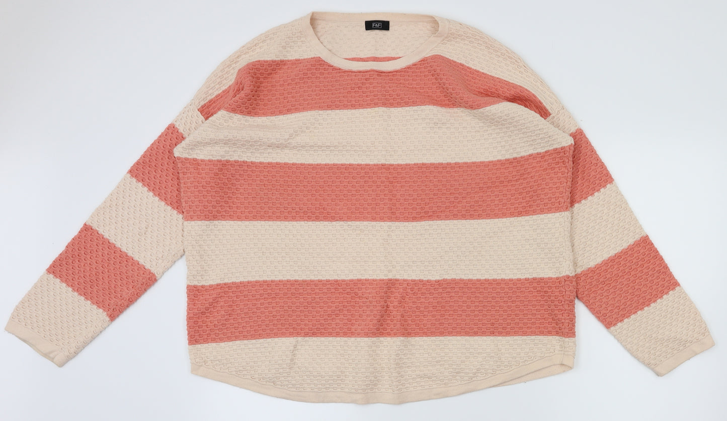 F&F Womens Pink Striped  Pullover Jumper Size 16