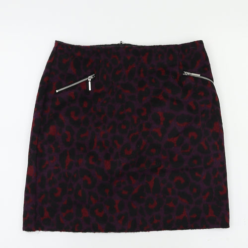 New Look Womens Purple Animal Print  A-Line Skirt Size 8
