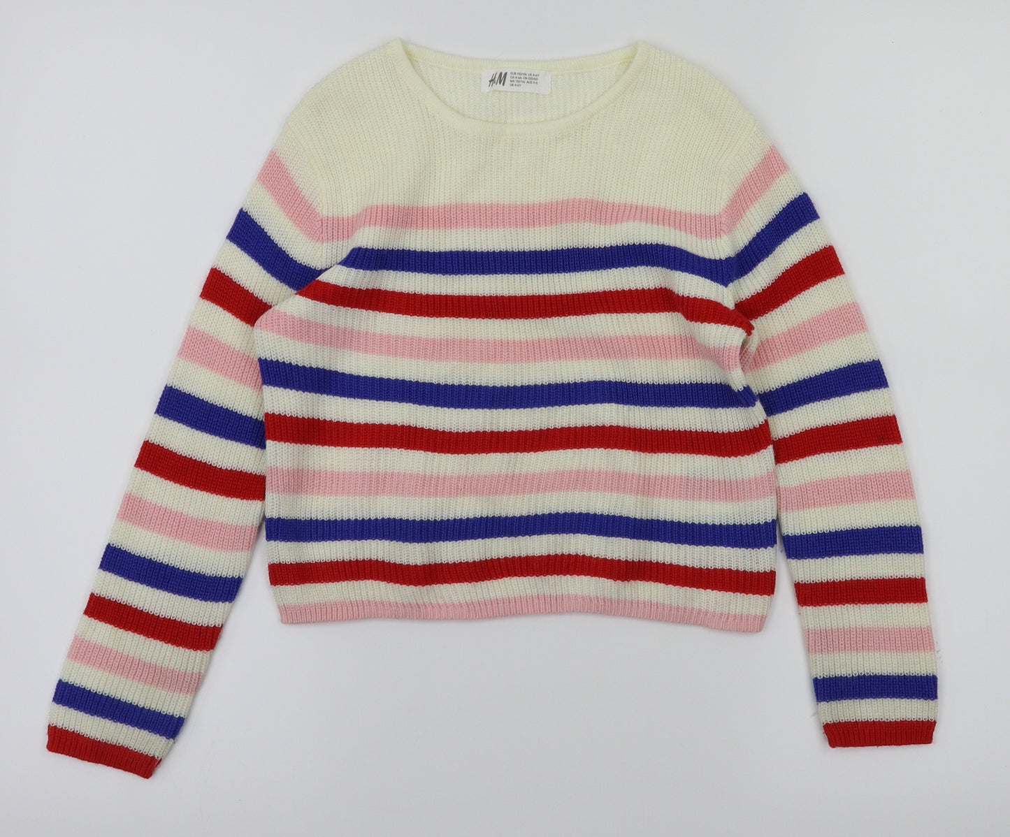 H&M Girls Multicoloured Striped  Pullover Jumper Size 5-6 Years