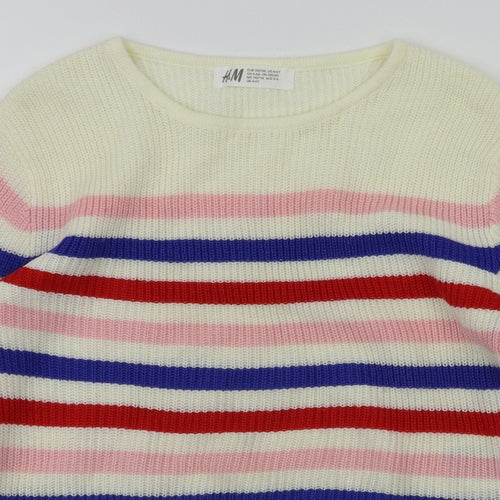 H&M Girls Multicoloured Striped  Pullover Jumper Size 5-6 Years