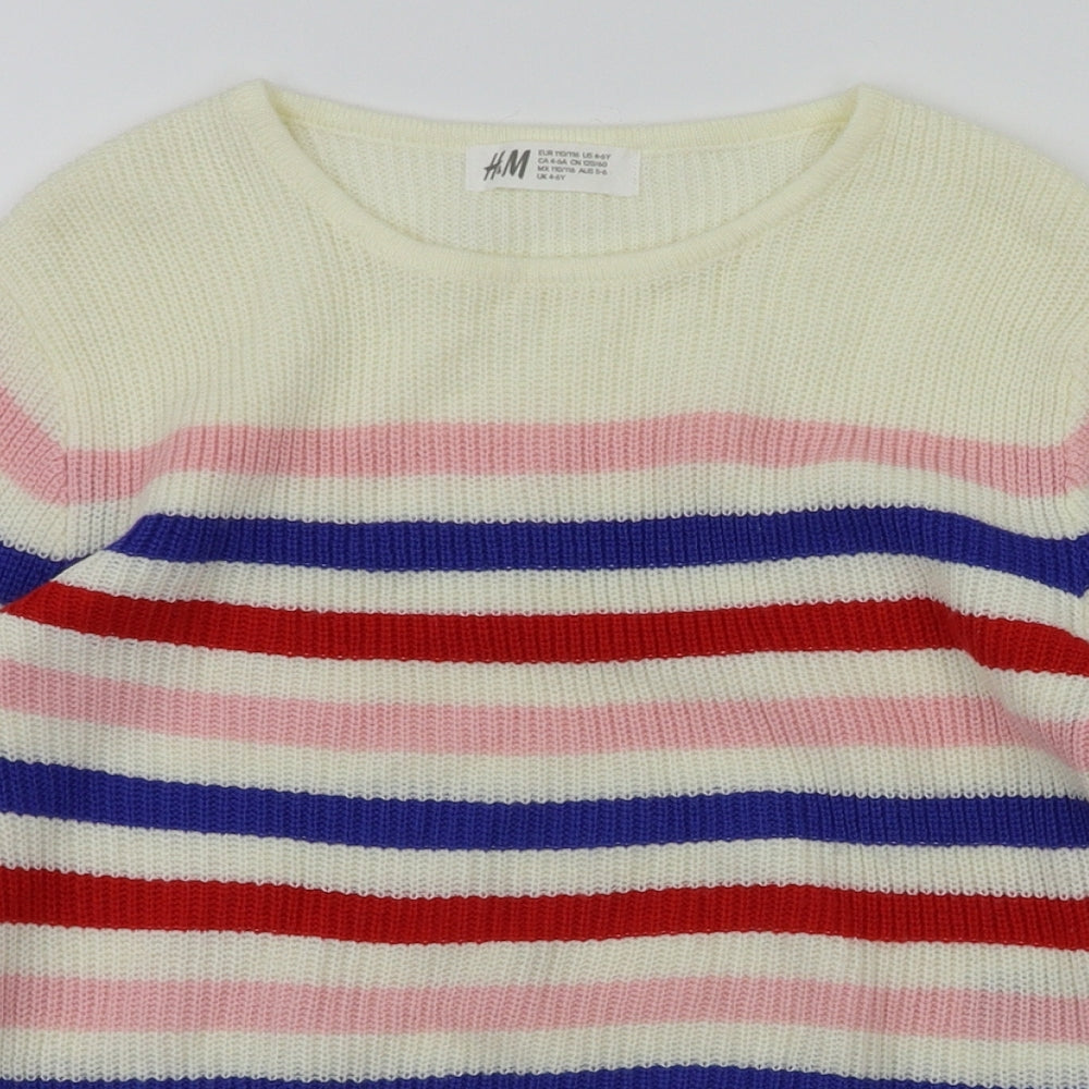 H&M Girls Multicoloured Striped  Pullover Jumper Size 5-6 Years