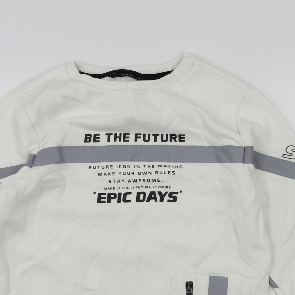 George Boys White Houndstooth  Pullover Jumper Size 10-11 Years