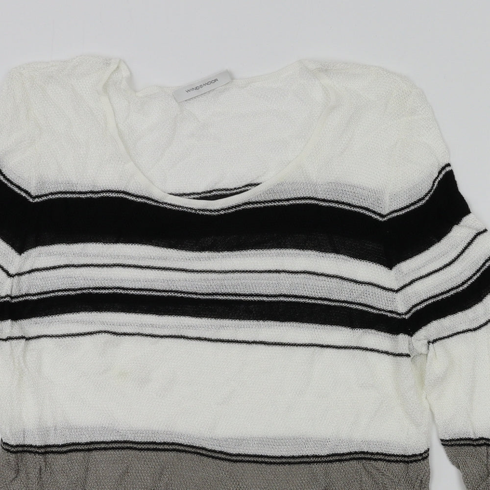 Windsmoor Womens White Striped  Basic T-Shirt Size M