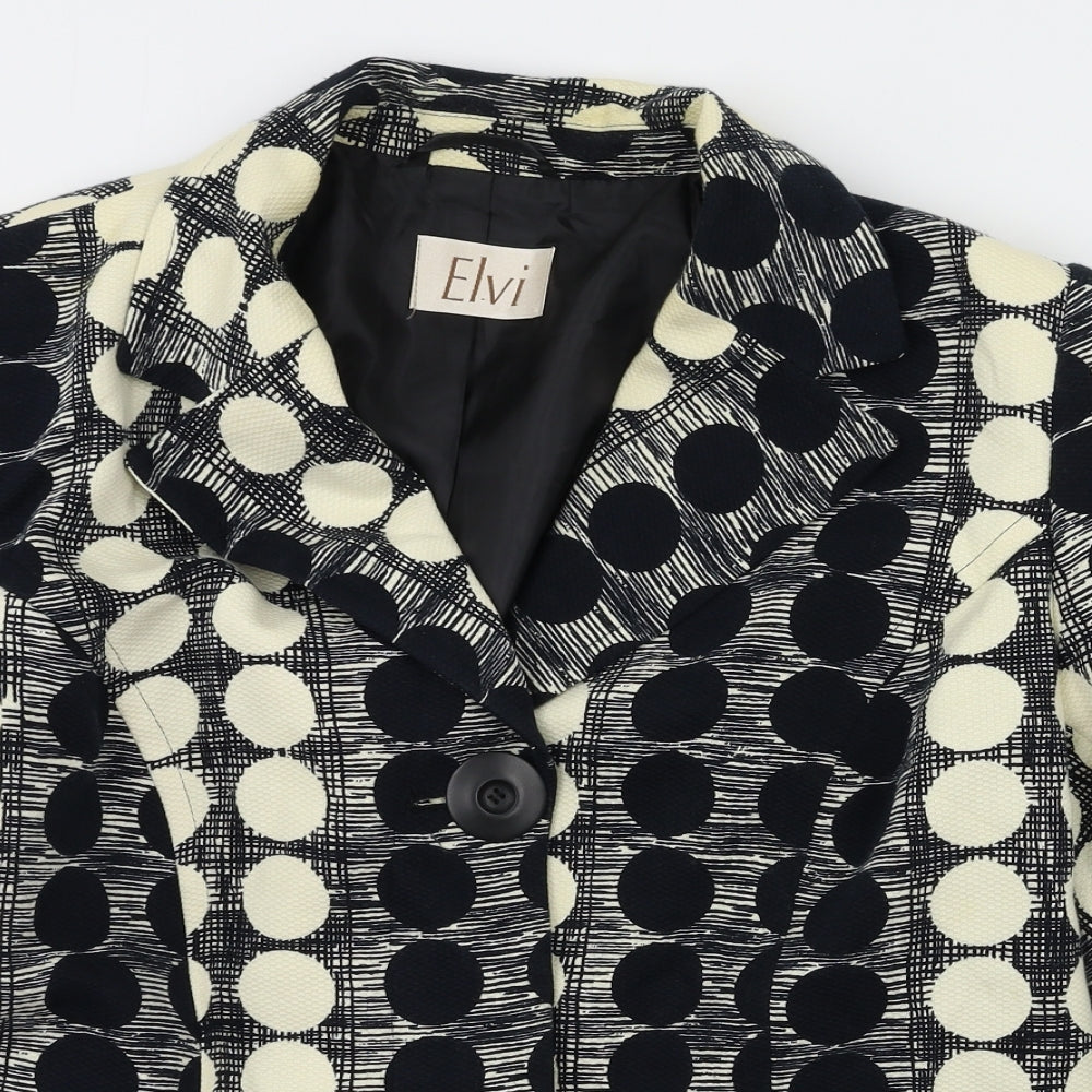ELVI Womens Blue Polka Dot  Jacket Blazer Size 16