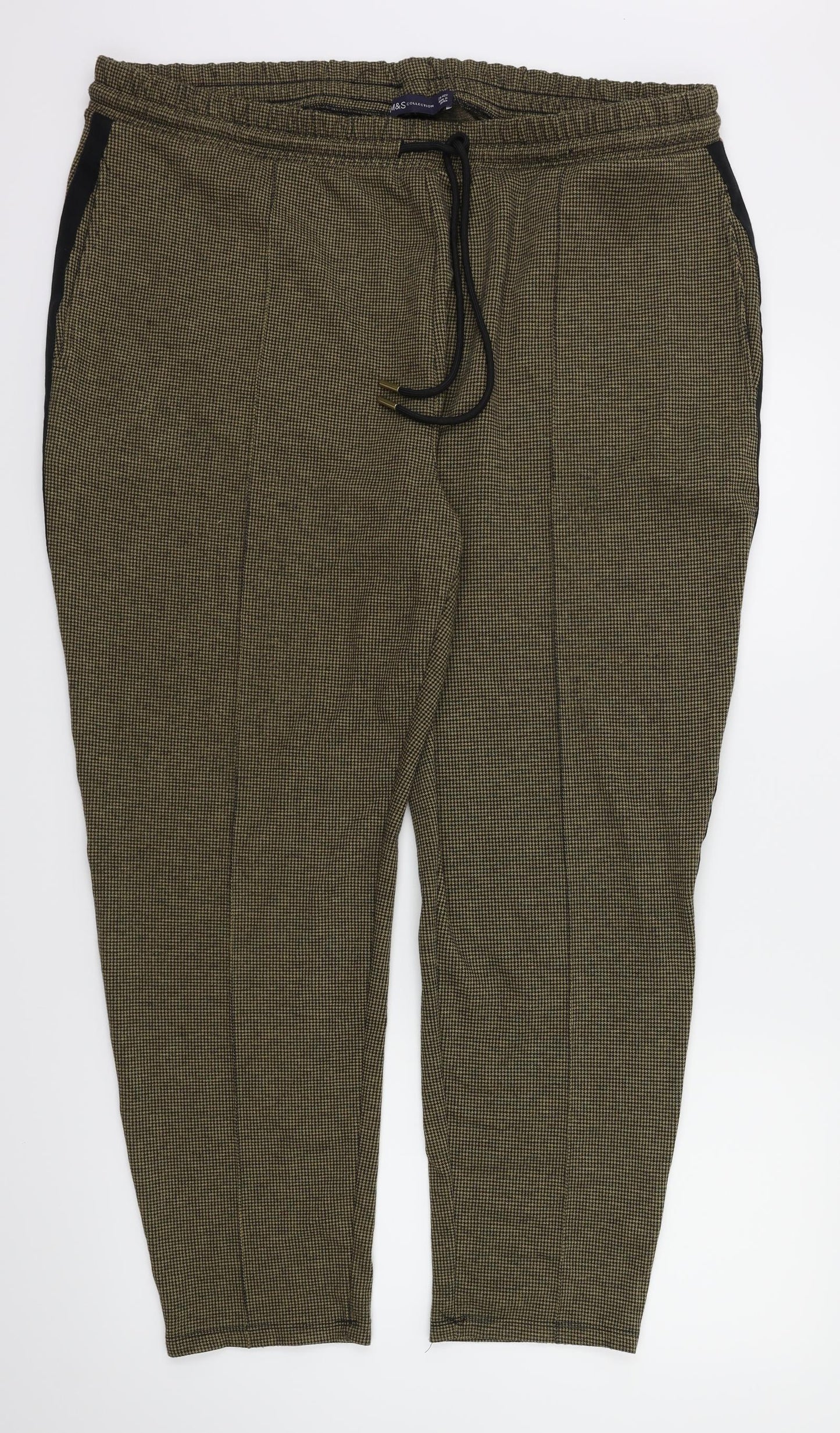 M&S Womens Brown Check  Trousers  Size 20 L27 in - Stretch waistband
