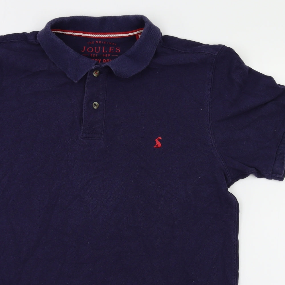 Joules Mens Blue Houndstooth   Polo Size M