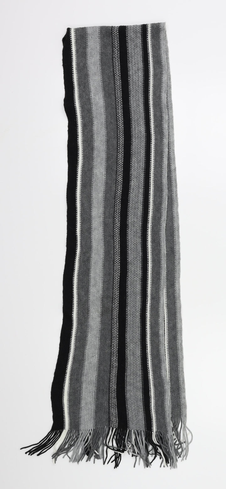 Preworn Unisex Black Striped Scarf One Size