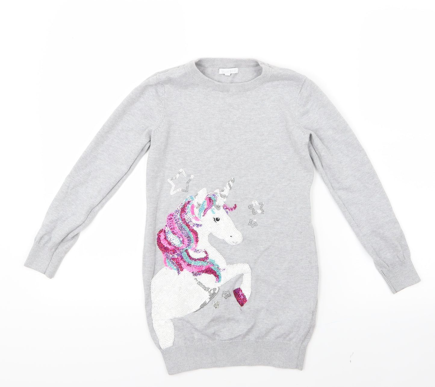 Blue Zoo Girls Grey  Knit Pullover Jumper Size 8-9 Years  - Unicorn