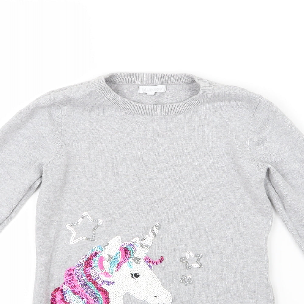Blue Zoo Girls Grey  Knit Pullover Jumper Size 8-9 Years  - Unicorn