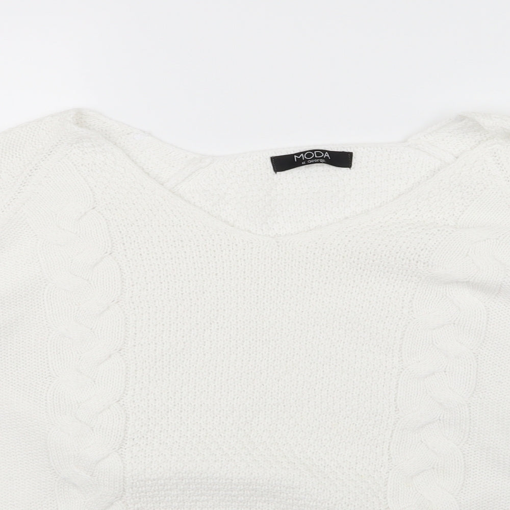 George Womens White  Knit Pullover Jumper Size 12