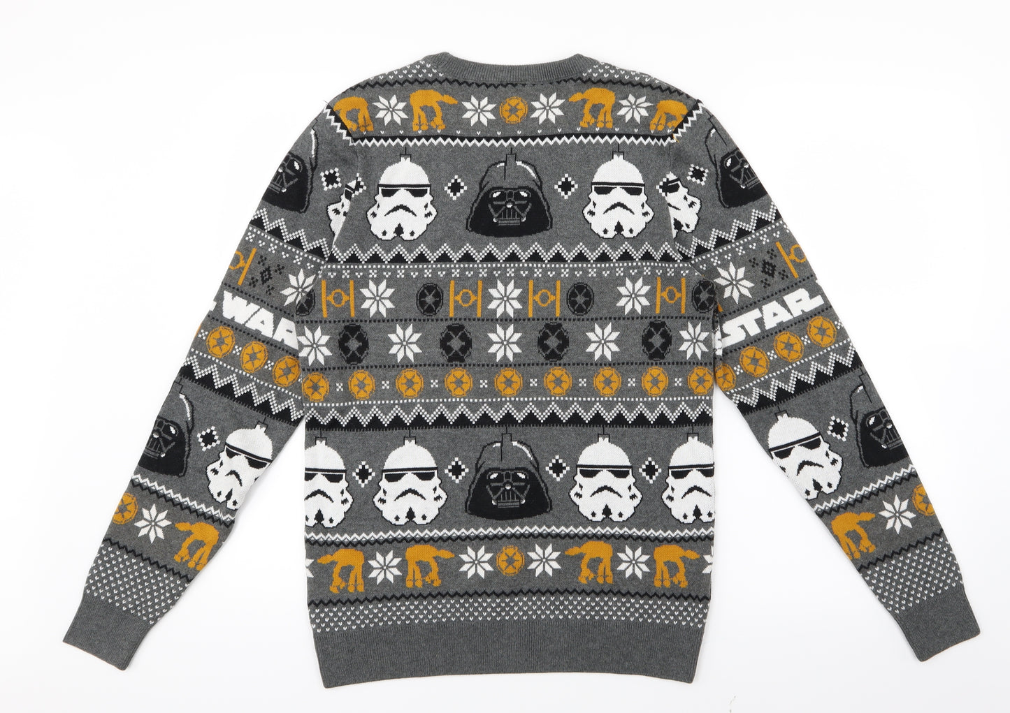 George Mens Grey Geometric Knit Pullover Jumper Size S  - Star Wars