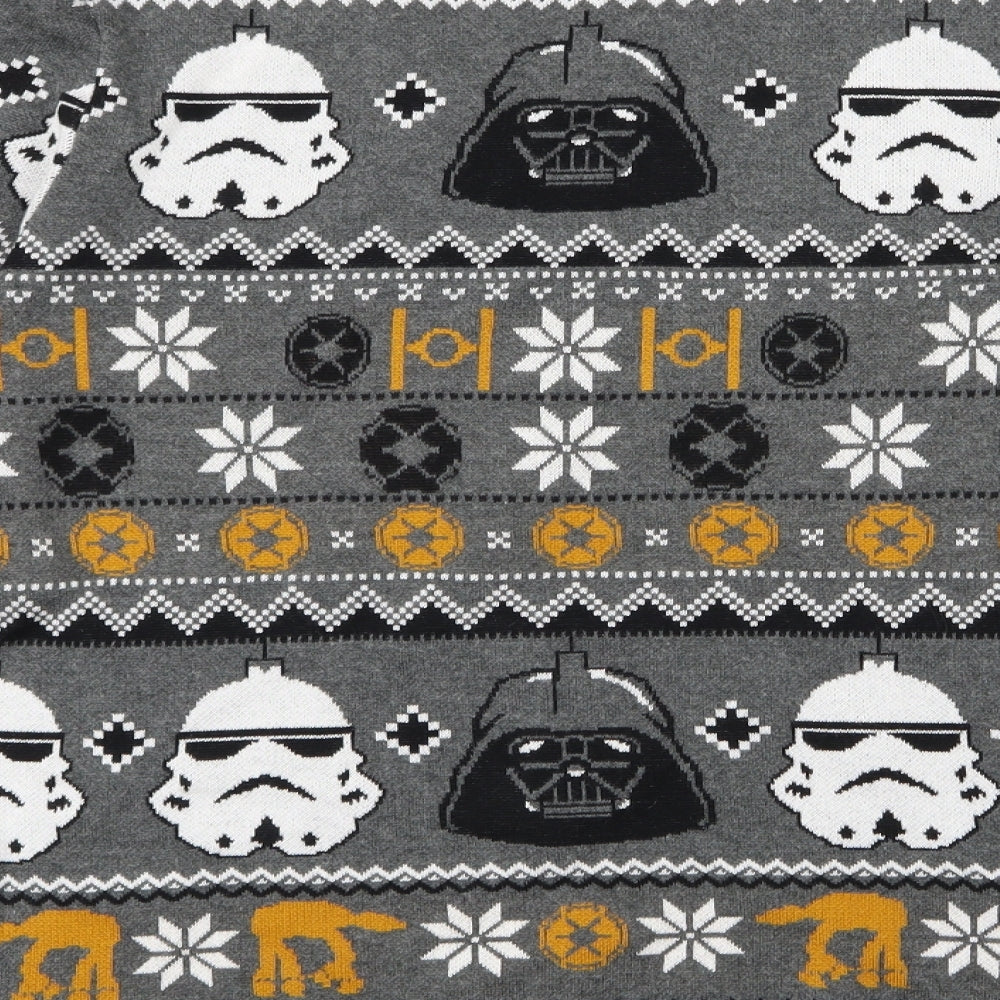 George Mens Grey Geometric Knit Pullover Jumper Size S  - Star Wars
