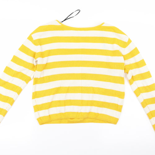 H&M Girls Yellow Striped Knit Pullover Jumper Size 15 Years