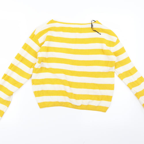 H&M Girls Yellow Striped Knit Pullover Jumper Size 15 Years