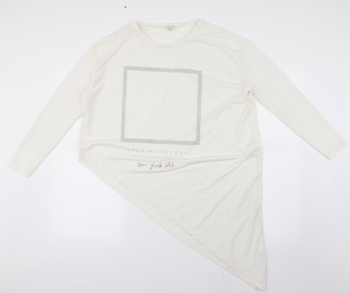 River Island Womens White Basic T-Shirt Size 12