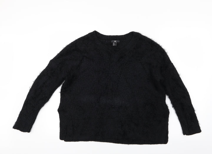 H&M Womens Black  Knit Pullover Jumper Size 10