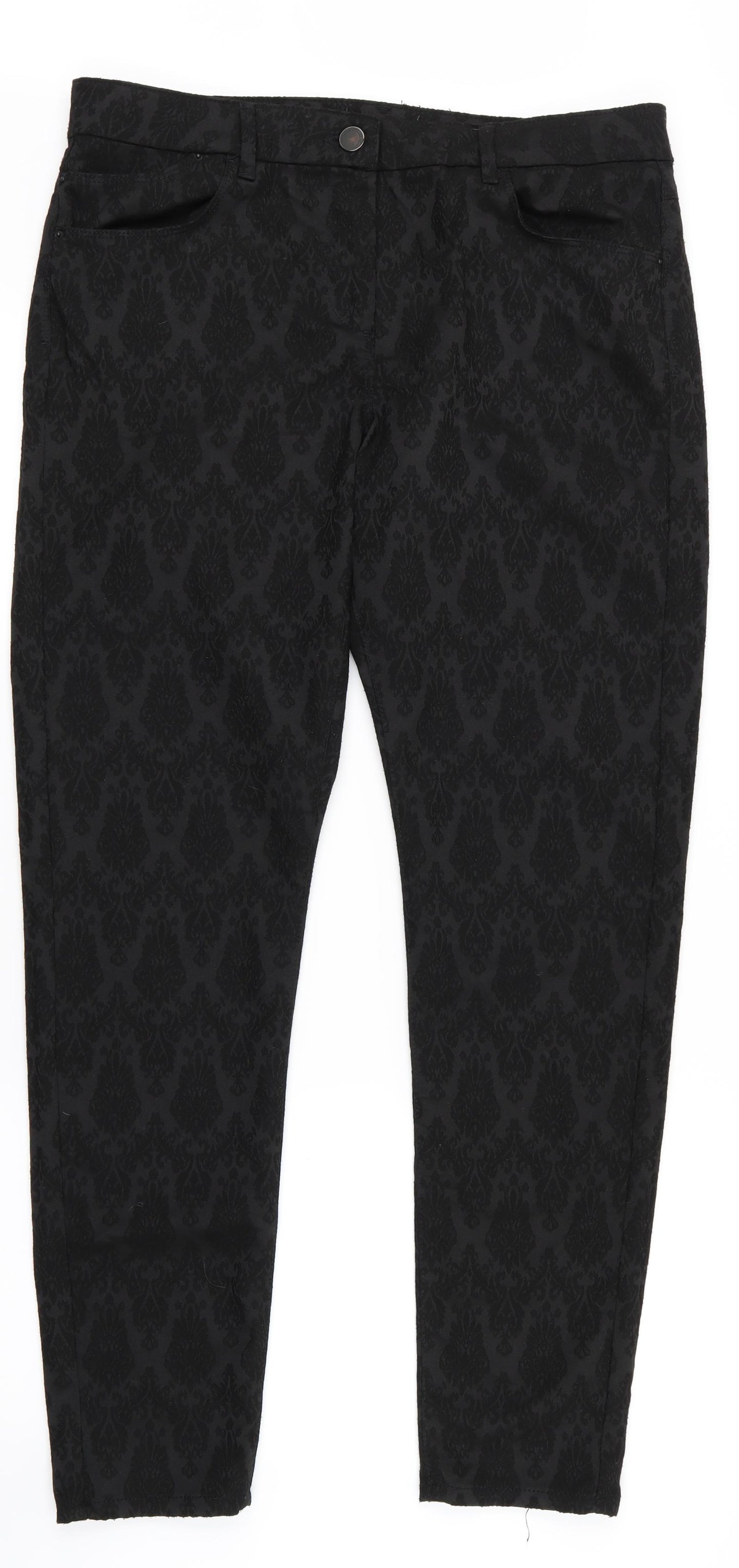 Marks and Spencer Womens Black Geometric  Jegging Jeans Size 16 L31.5 in