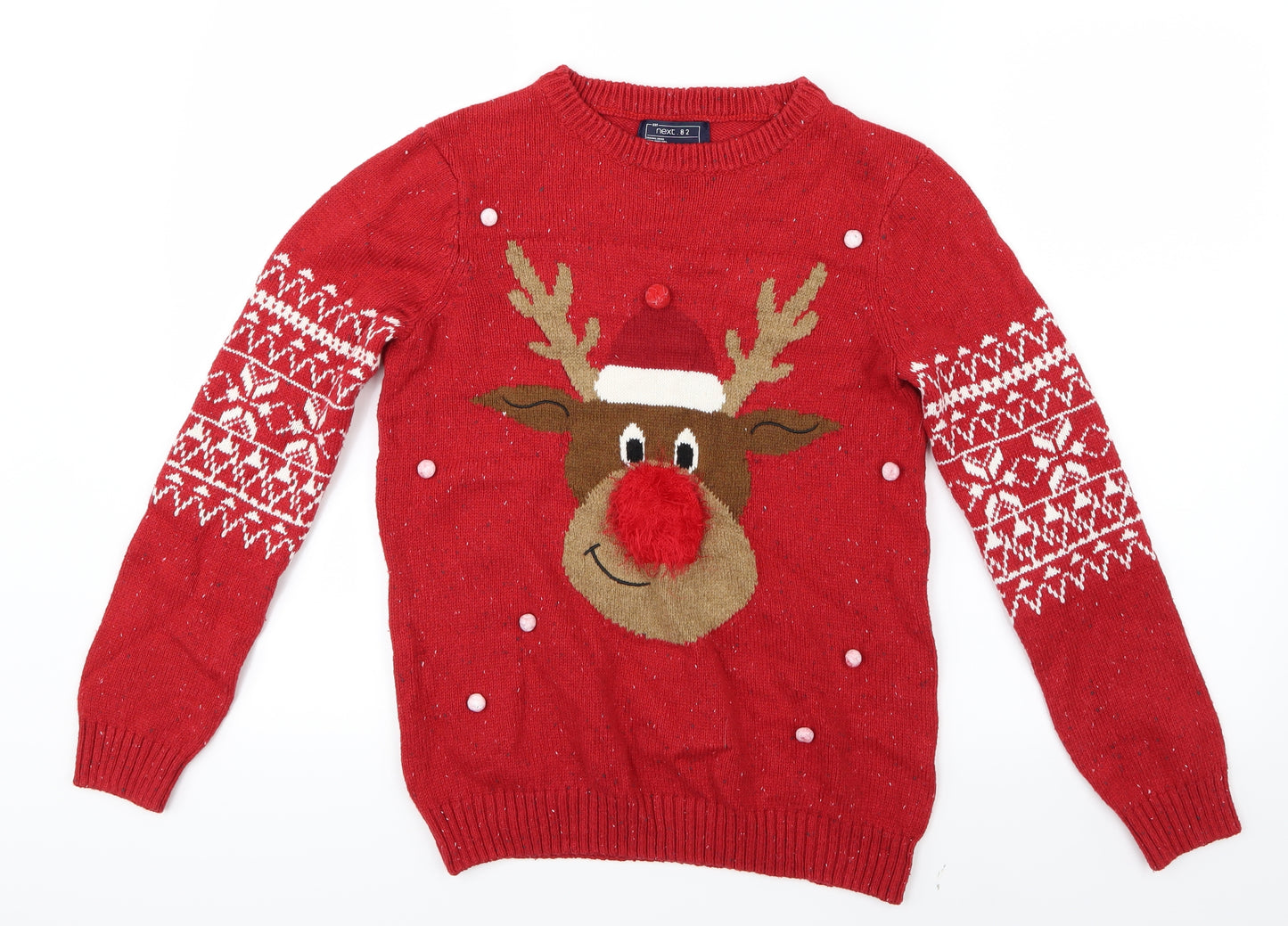NEXT Boys Red  Knit Pullover Jumper Size 11 Years  - Christmas