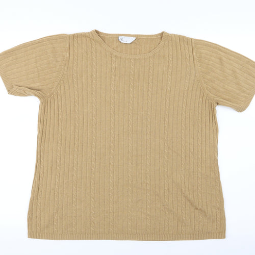 BHS Womens Beige  Knit Basic T-Shirt Size 18