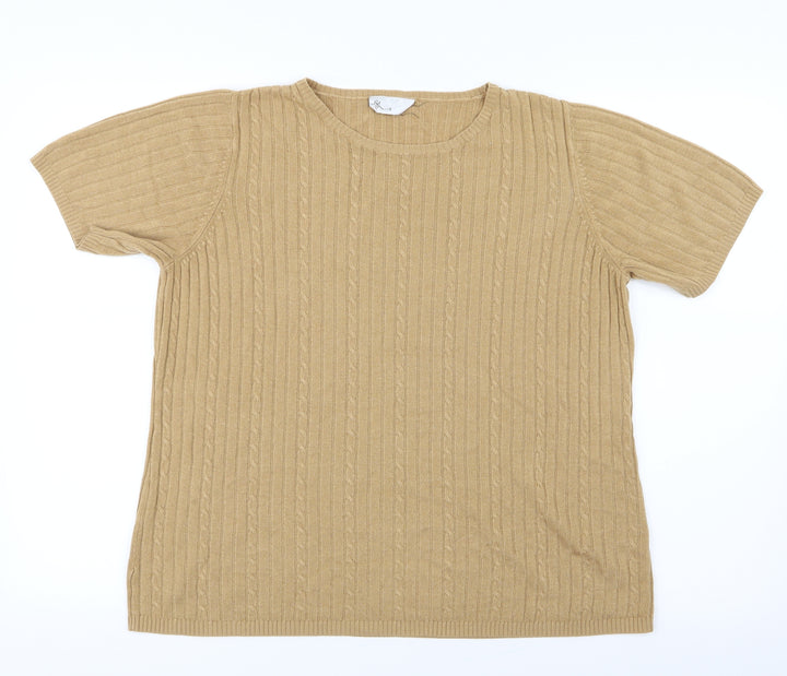 BHS Womens Beige Knit Basic T-Shirt Size 18