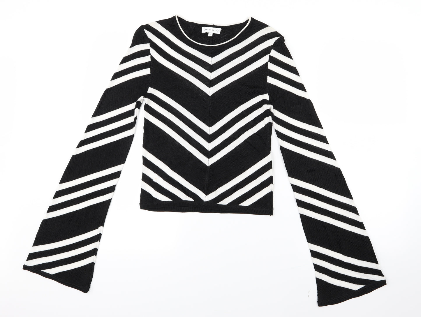 Warehouse Womens Black Striped  Basic Blouse Size 6