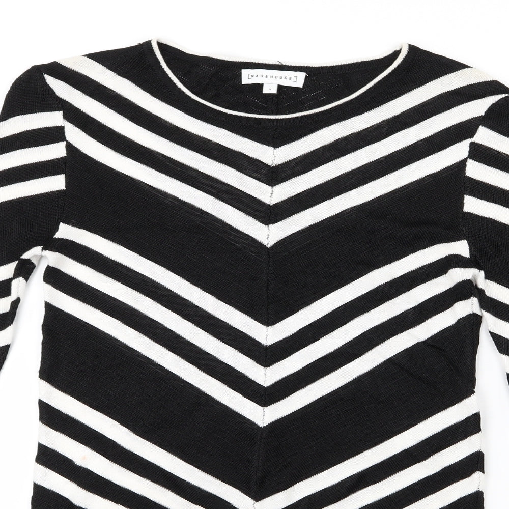 Warehouse Womens Black Striped  Basic Blouse Size 6