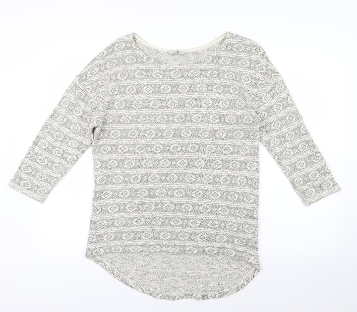 TU Womens Grey Geometric Knit Pullover Jumper Size 12