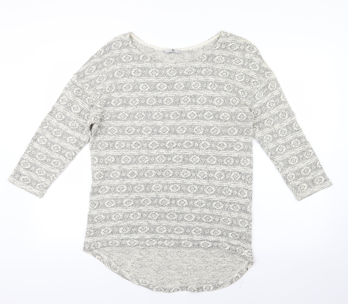 TU Womens Grey Geometric Knit Pullover Jumper Size 12