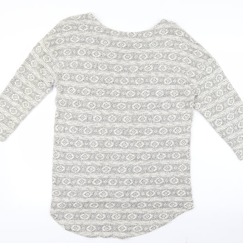 TU Womens Grey Geometric Knit Pullover Jumper Size 12