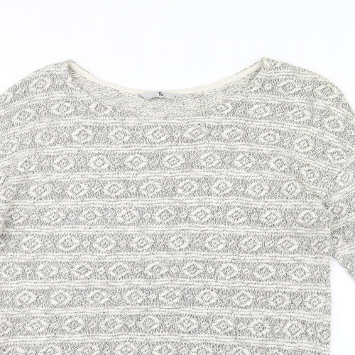 TU Womens Grey Geometric Knit Pullover Jumper Size 12