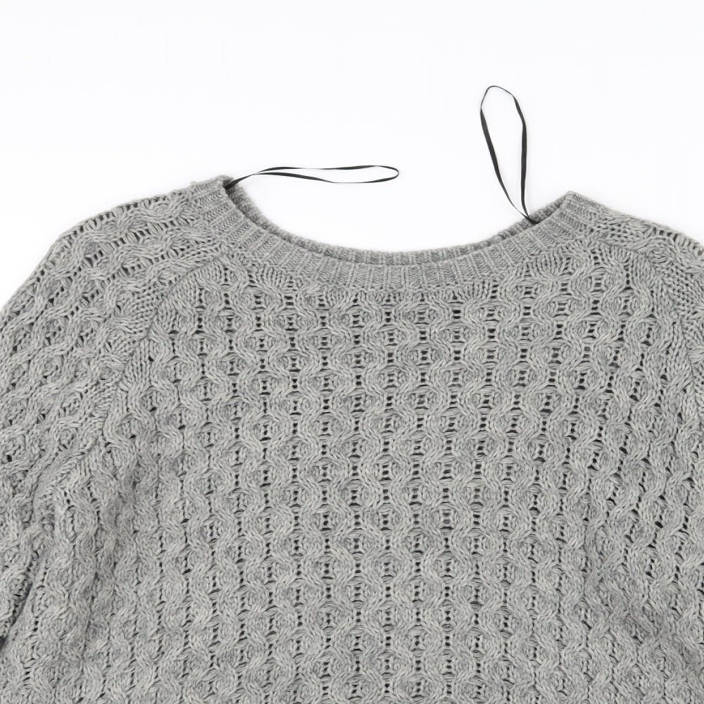 H&M Womens Grey  Knit Pullover Jumper Size 10