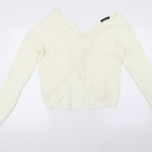 Boohoo Womens Ivory  Knit Pullover Jumper Size S  - Twist Back Detail