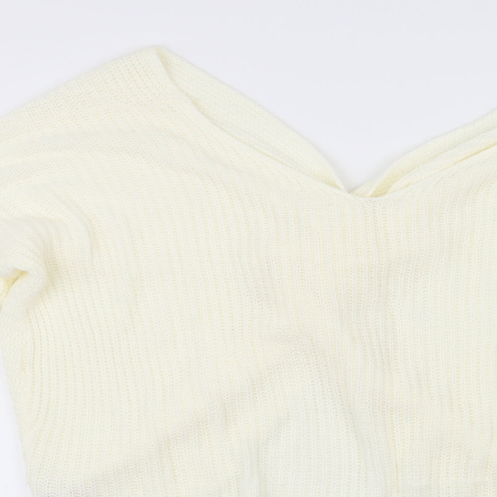 Boohoo Womens Ivory  Knit Pullover Jumper Size S  - Twist Back Detail