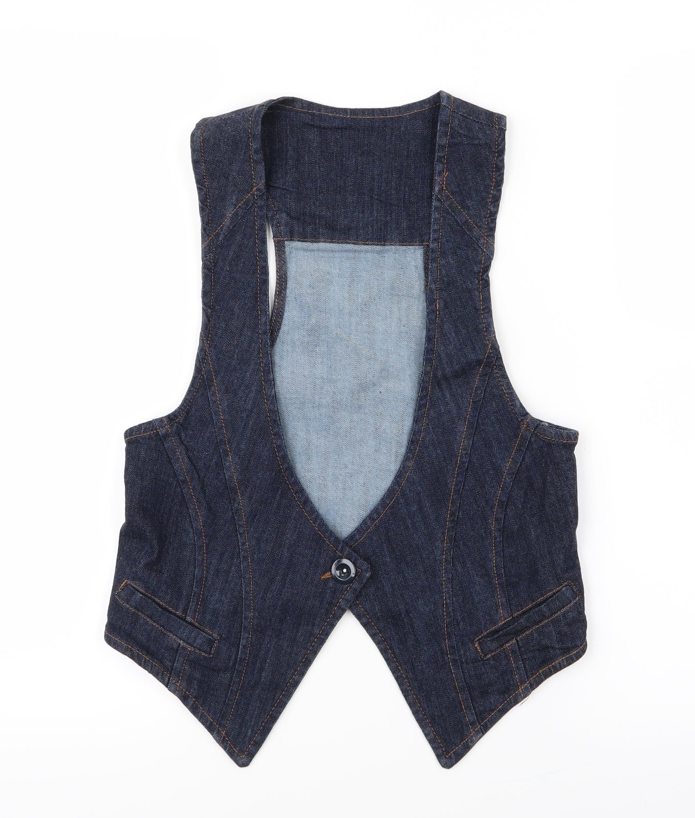 New Look Womens Blue  Denim Jacket Waistcoat Size 12