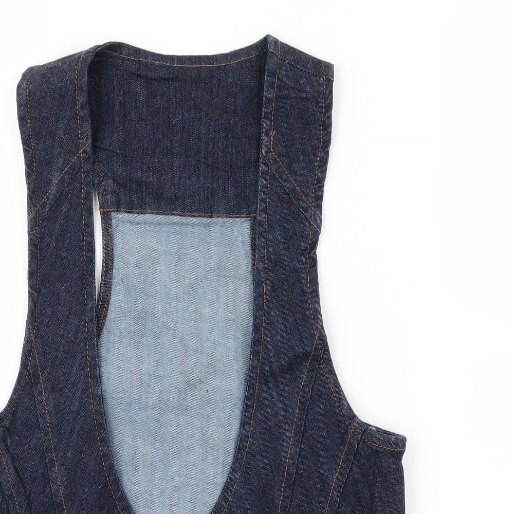 New Look Womens Blue  Denim Jacket Waistcoat Size 12