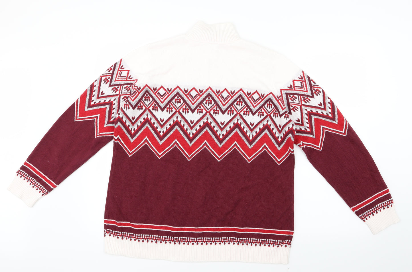 Mona Womens Red Geometric Knit Jacket  Size 18