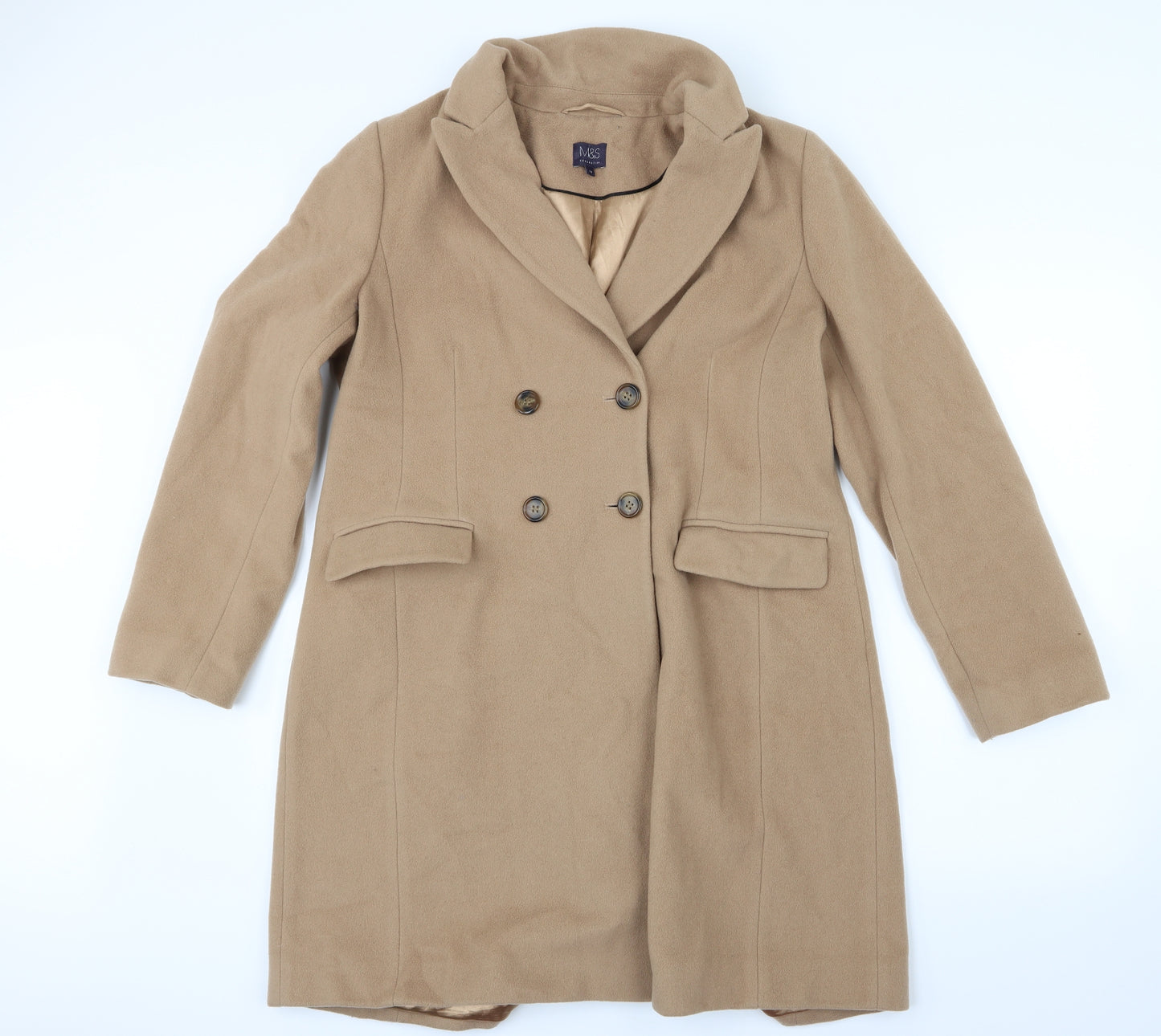 Marks and Spencer Womens Beige   Pea Coat Coat Size 14