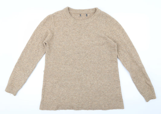 Front view of Primark women’s beige knit jumper, size UK 12