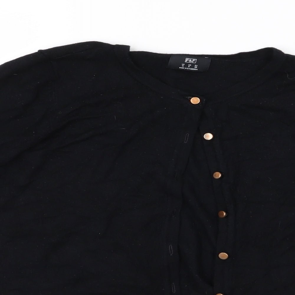 F&F Womens Black  Knit Cardigan Jumper Size 10
