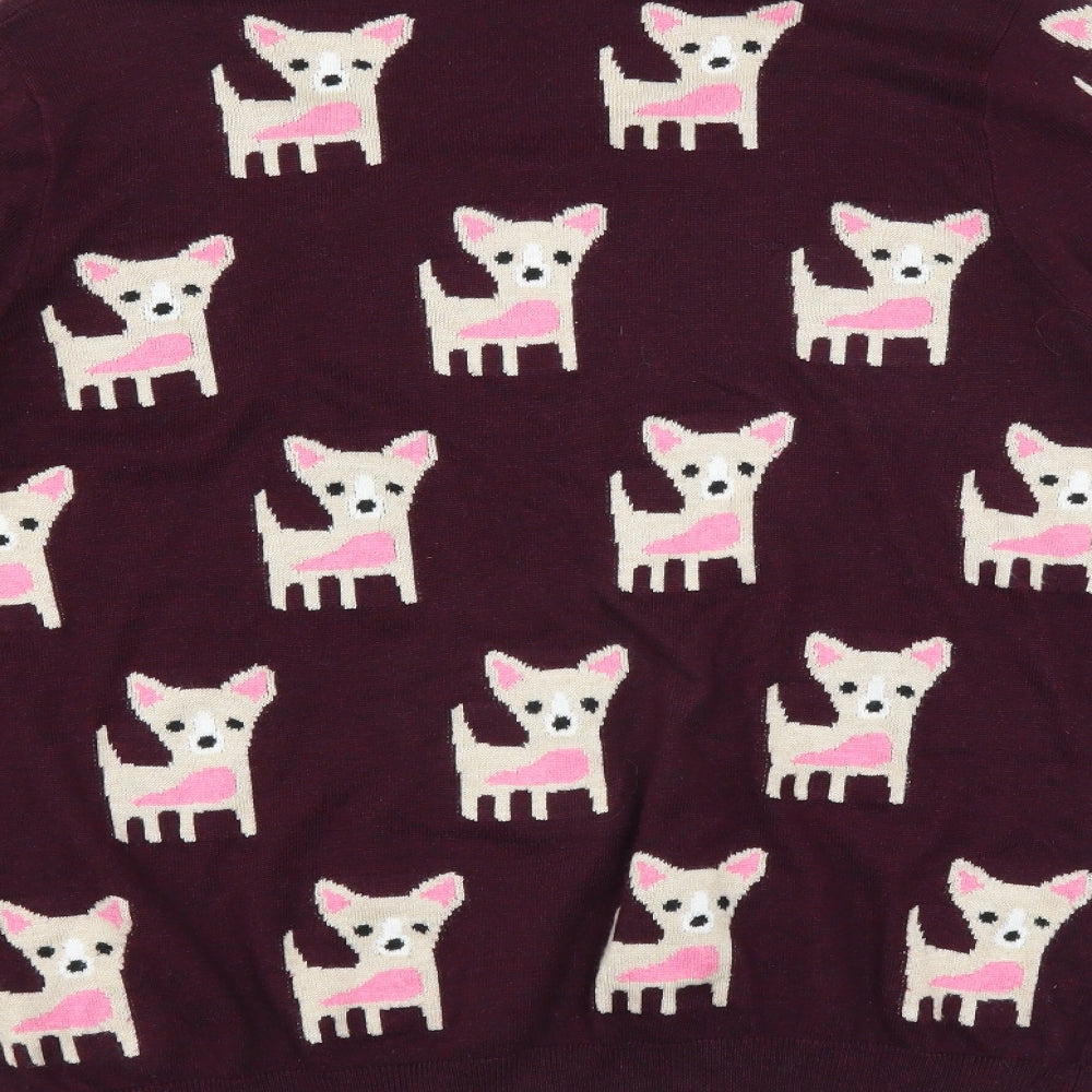 Sainsburys Womens Purple   Pullover Jumper Size 16  - Dog Print
