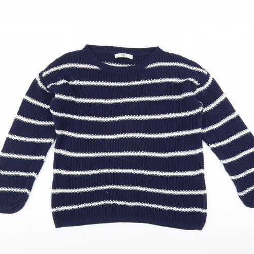 Marks and Spencer Girls Blue Striped  Pullover Jumper Size 13-14 Years