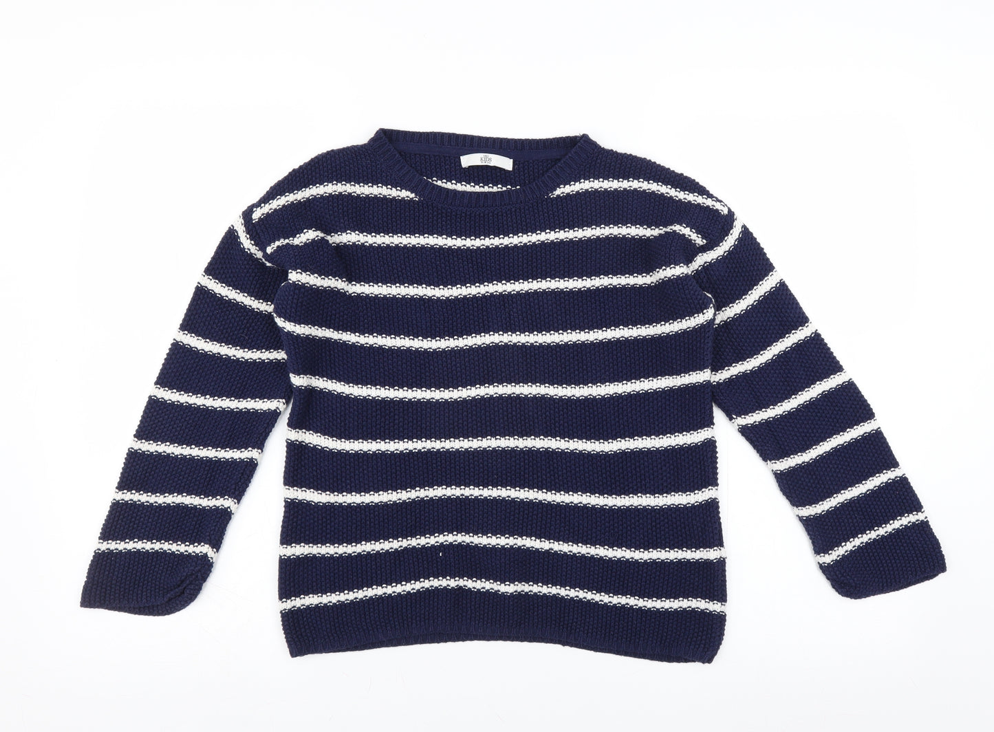 Marks and Spencer Girls Blue Striped  Pullover Jumper Size 13-14 Years
