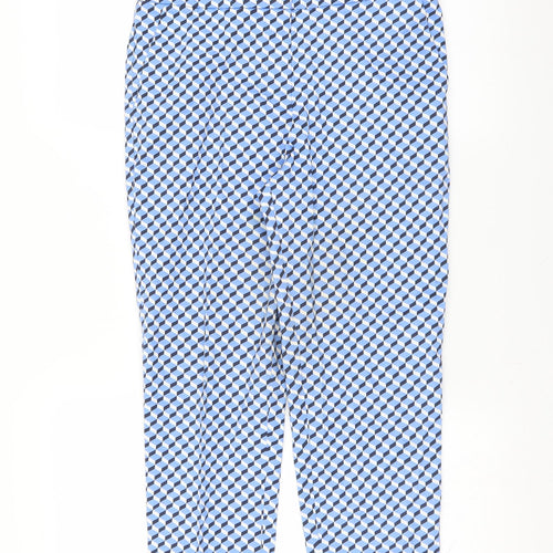 Marks and Spencer Womens Blue Geometric  Trousers  Size 10 L22 in - short Leg
