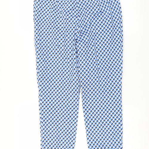 Marks and Spencer Womens Blue Geometric  Trousers  Size 10 L22 in - short Leg