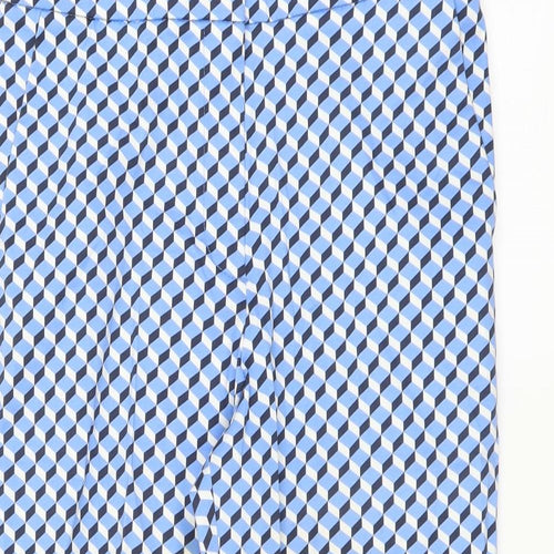 Marks and Spencer Womens Blue Geometric  Trousers  Size 10 L22 in - short Leg