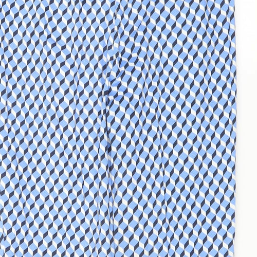Marks and Spencer Womens Blue Geometric  Trousers  Size 10 L22 in - short Leg