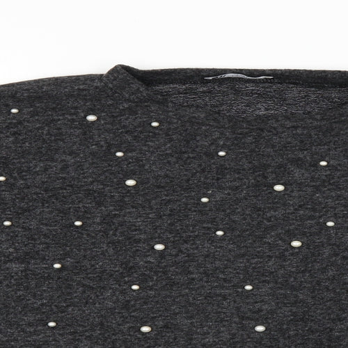 Zara Womens Grey   Pullover Jumper Size S  - Pearl Detail