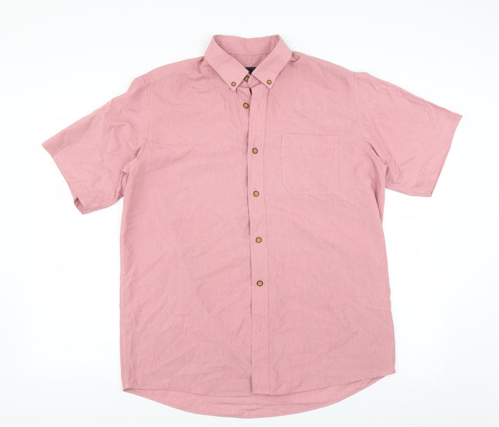 Cotton Traders Mens Pink Button-Up Size M