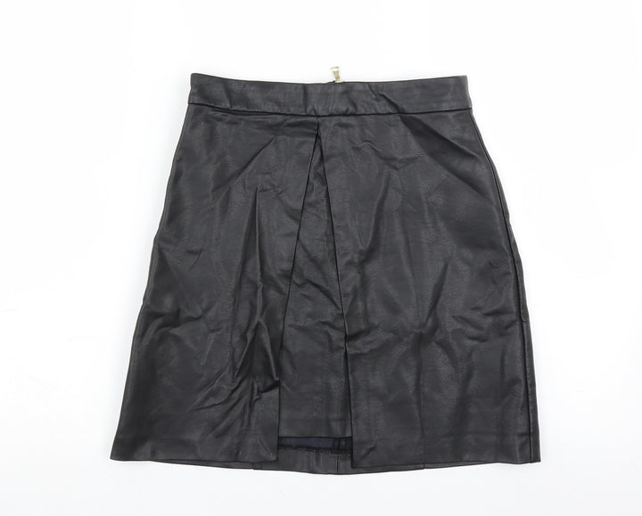 River Island Womens Black   A-Line Skirt Size 8  - pleated front