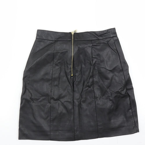 River Island Womens Black   A-Line Skirt Size 8  - pleated front